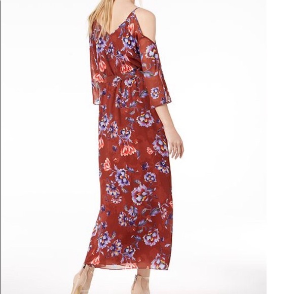 Bar III Printed SM Cold-Shoulder Dress Gypsy NWT - Picture 2 of 2